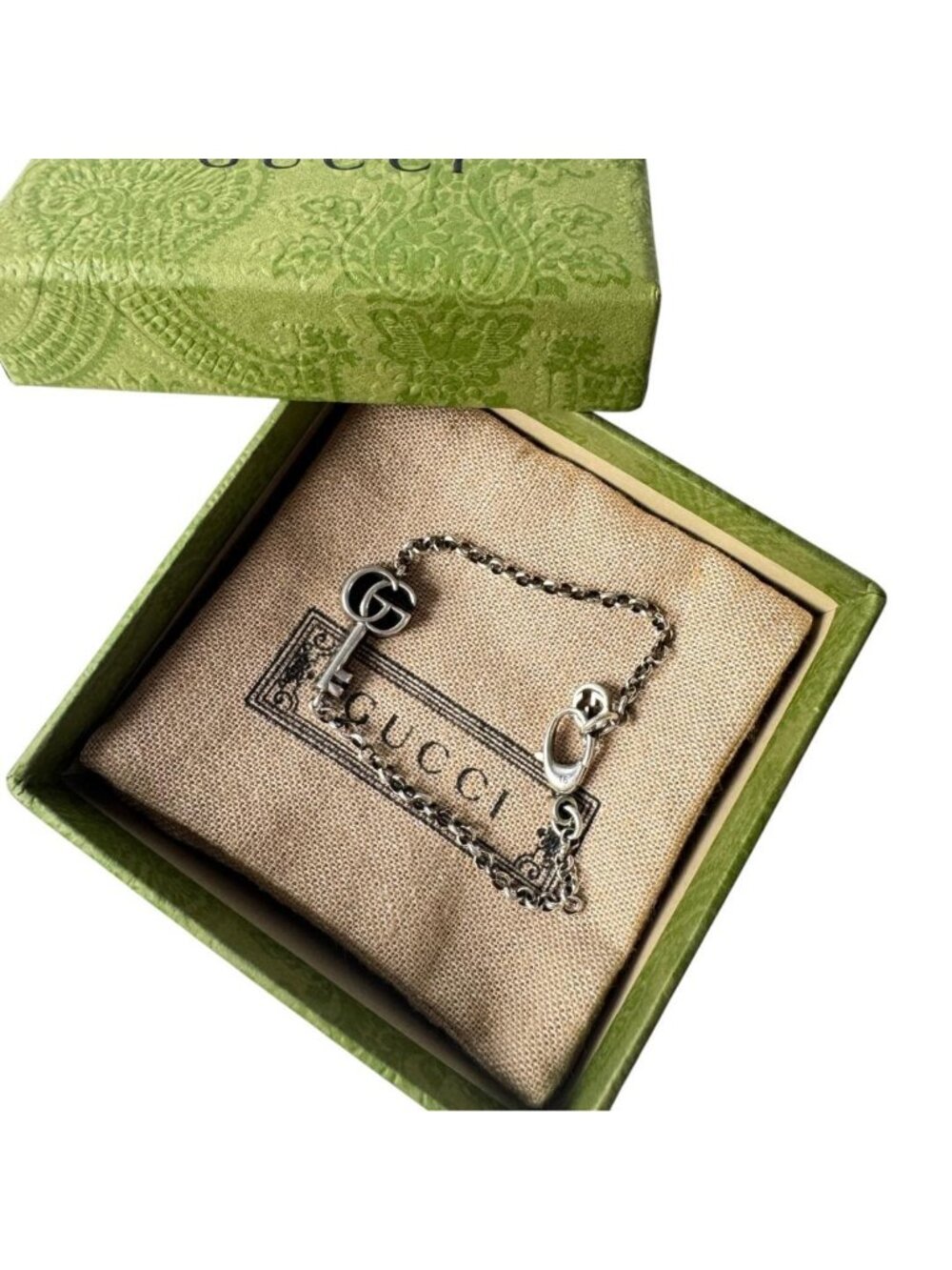 Gucci GG Marmont Key Bracelet 925 Sterling Silver 16